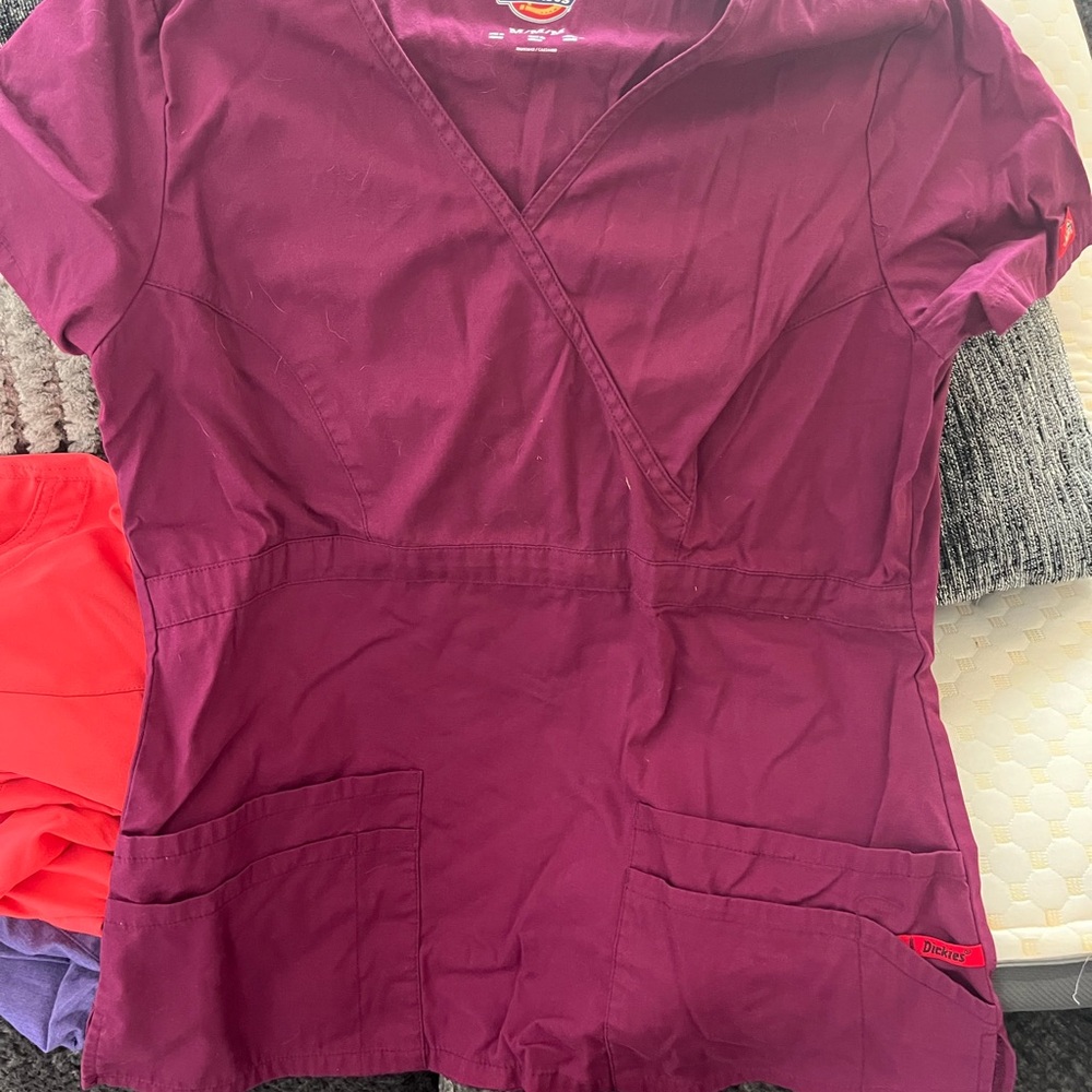 Dickies Women's V-Neck Scrub Top - Purple